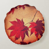 メープル日本のツリー葉およびスクリプト秋 ラウンドクッション (裏面)