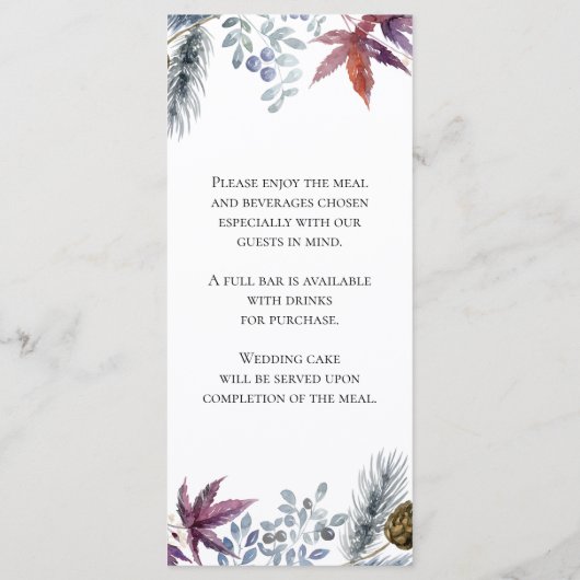 メープル日本のフローラの水の色のメ結婚ニュー メニュー (裏面)