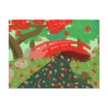 メープル日本のポストカードの下のブリッジ