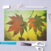 メープル日本のリーフとスクリプト秋赤い緑金ゴールド 薄葉紙 (クラフト)