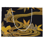 メープル日本のリーフとランニングの水 ラージペーパーバッグ (裏面)