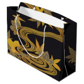 メープル日本のリーフとランニングの水 ラージペーパーバッグ (裏面アングル)