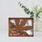 メープル日本のリーフ秋の結婚式日付の保存 案内ポストカード (スタンド正面)