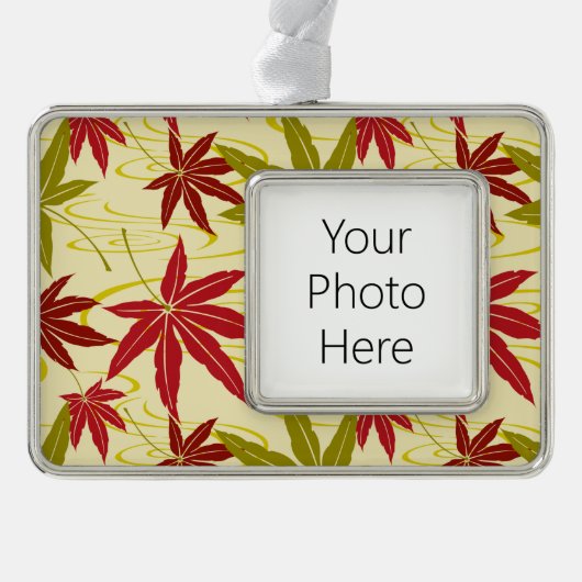 メープル日本のリーフ（クリーム） シルバープレートフレームオーナメント (正面)