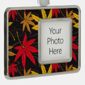 メープル日本のリーフ（黒） シルバープレートフレームオーナメント (右)