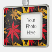 メープル日本のリーフ（黒） シルバープレートフレームオーナメント (左)