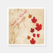 メープル素朴葉紙、秋の結婚式ナプキン スタンダードカクテルナプキン (正面)