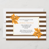 メープル葉とストライプ秋の結婚式ブライダルシャワー 招待状 (正面)