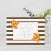 メープル葉とストライプ秋の結婚式ブライダルシャワー 招待状 (スタンド正面)