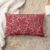 メープル葉アウトライン2 ||赤 ランバークッション (ブランケット)