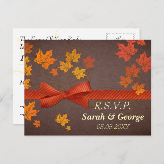 メープル葉ウェディングスプ インビテーションポストカード (正面/裏面)