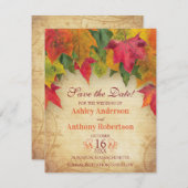 メープル葉ウェディングデイトを保存秋秋 セーブザデート (正面/裏面)