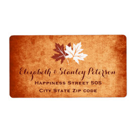 メープル葉エレガントオレンジ秋の結婚式 ラベル