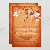 メープル葉エレガントオレンジ秋の結婚式 招待状 (正面/裏面)