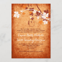 メープル葉エレガントオレンジ秋の結婚式 招待状