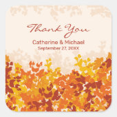 メープル葉オレンジテラコッタ秋サンキュー スクエアシール (正面)