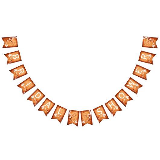 メープル葉オレンジ秋の結婚式ブライダルシャワー バンティングフラッグ (全)