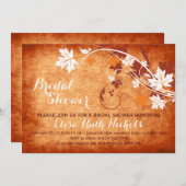 メープル葉オレンジ秋の結婚式ブライダルシャワー 招待状 (正面/裏面)