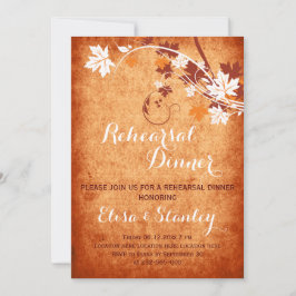 メープル葉オレンジ秋の結婚式リハーサルディナー 招待状