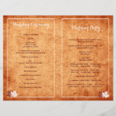 メープル葉オレンジ秋の結婚式折り畳みプログラム (裏面)