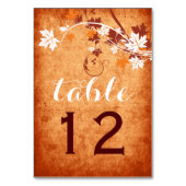 メープル葉オレンジ色の秋の結婚式テーブル番号 テーブルナンバー (裏面)