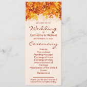 メープル葉オレンジ&テラコッタ秋結婚の プログラム (正面)