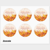 メープル葉オレンジ&テラコッタ秋結婚の ラウンドシール (シート)