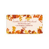 メープル葉オレンジ&テラコッタ秋結婚の ラベル (正面)