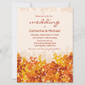 メープル葉オレンジ&テラコッタ秋結婚の 招待状 (正面)