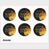 メープル葉カラフル文字メープルシロップ ラウンドシール (シート)