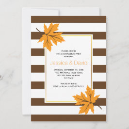 メープル葉ストライプと結婚婚約パーティ 招待状