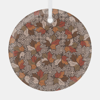 メープル葉ズ4本指の花柄 ガラスオーナメント