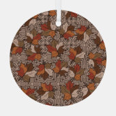 メープル葉ズ4本指の花柄 ガラスオーナメント (裏面)