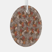 メープル葉ズ4本指の花柄 ガラスオーナメント (正面右)