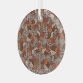 メープル葉ズ4本指の花柄 ガラスオーナメント (正面左)