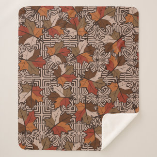 メープル葉ズ4本指の花柄 シェルパブランケット