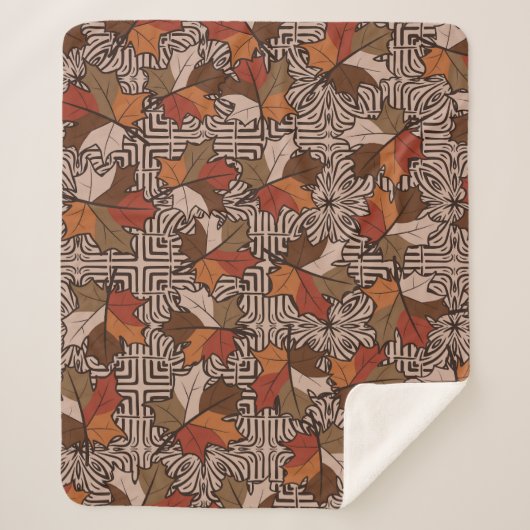 メープル葉ズ4本指の花柄 シェルパブランケット (正面)