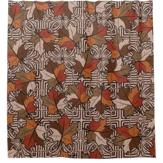 メープル葉ズ4本指の花柄 シャワーカーテン (正面)