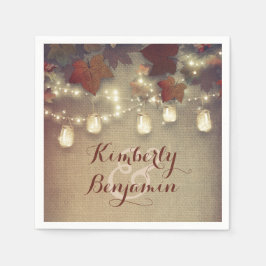 メープル葉ズ&メイソンジャース秋の結婚式 スタンダードカクテルナプキン