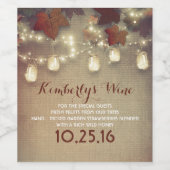 メープル葉ライトとストリングライトの素朴秋の結婚式 ワインラベル (シングルラベル)