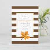 メープル葉ーとストライプのリハ結婚ーサルディナー 招待状 (スタンド正面)
