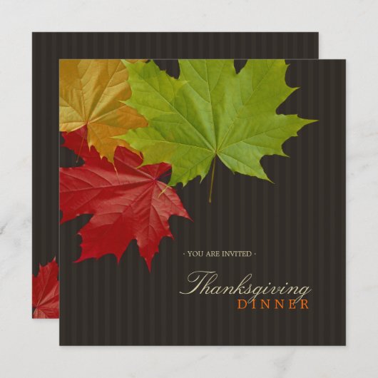メープル葉感謝祭ディナー招待 招待状 (正面/裏面)