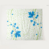 メープル葉水玉模様（青と緑） タペストリー (正面(横))