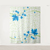 メープル葉水玉模様（青と緑） タペストリー (正面)