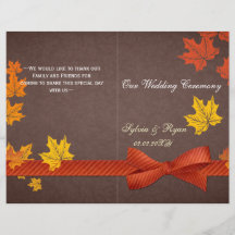 メープル葉素朴秋バイフォールド結婚式 プログラム