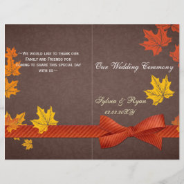 メープル葉素朴秋バイフォールド結婚式 プログラム