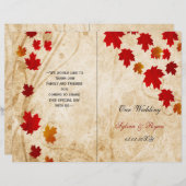 メープル葉素朴秋バイフォールド結婚式 プログラム (正面/裏面)