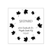 メープル葉縁どファミリ名差出人住所 ラバースタンプ (インプリント)