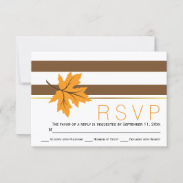 メープル離れとブラウンストライプ秋の結婚式RSVP 出欠カード
