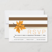 メープル離れとブラウンストライプ秋の結婚式RSVP 出欠カード (正面)